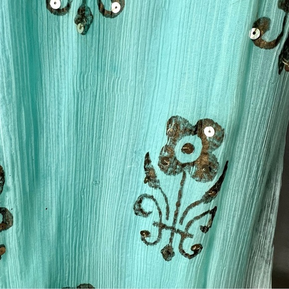 Beachy Printed Mini Dress with‎ Bead and Sequin Detail Resortwear Size Large - Picture 3 of 10